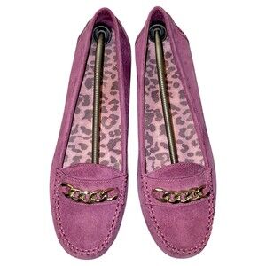 Vionic 356 Mesa Fushia Suede Womens Size 11 Chain Accent Slip On Loafers Shoes